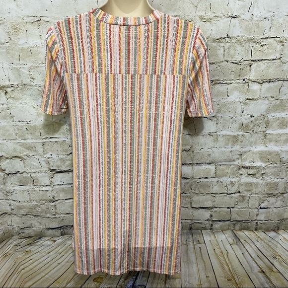 BCBGeneration Pink Green Striped Tunic Top - Picture 3 of 5